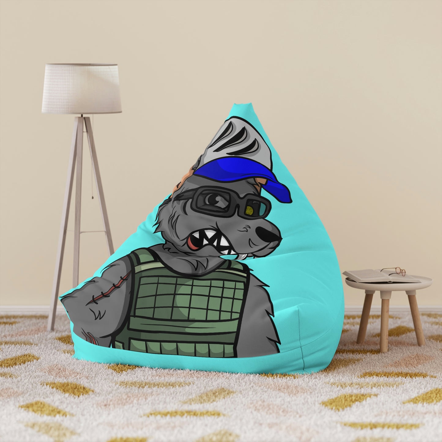 Army Vest Werewolve Cyborg Wolf Bean Bag Chair Cover