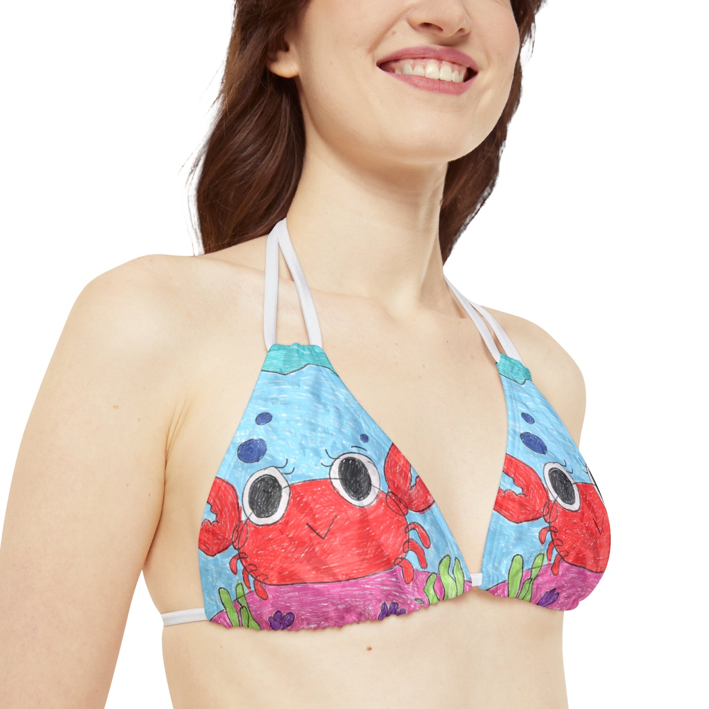 Conjunto de bikini con tiras Sea Lovers y estampado de cangrejo de langosta (AOP)