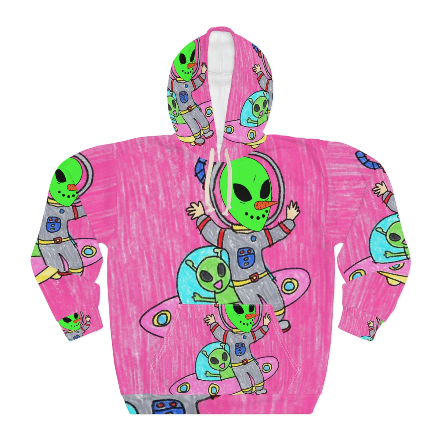 Veggie Visi Flying Alien UFO Space Ship AOP Unisex Pullover Hoodie