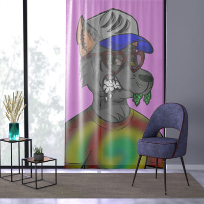 Valentine Heart Wolf Werewolve Tiedye Window Curtain