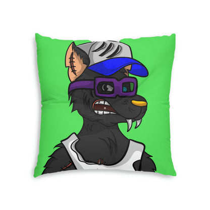 Trucker Wolf Cyborg Tufted Floor Pillow, Square