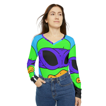 Camiseta Mujer Visitor 751 Alien Manga Larga Cuello Pico 