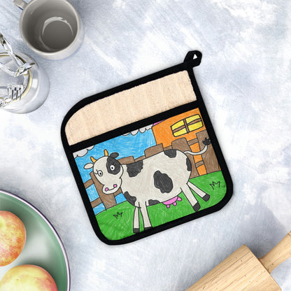 Cow Moo Farm Barn Animal Character Pot Holder with Pocket