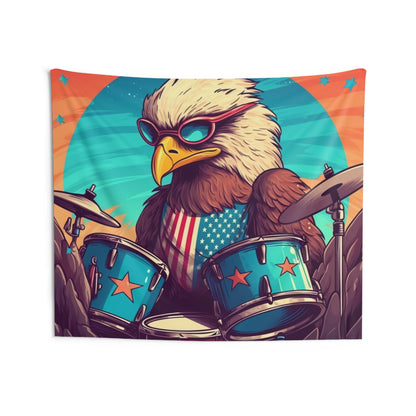 American Bald Eagle Drum Player Classic USA Graphic Indoor Wall Tapestries