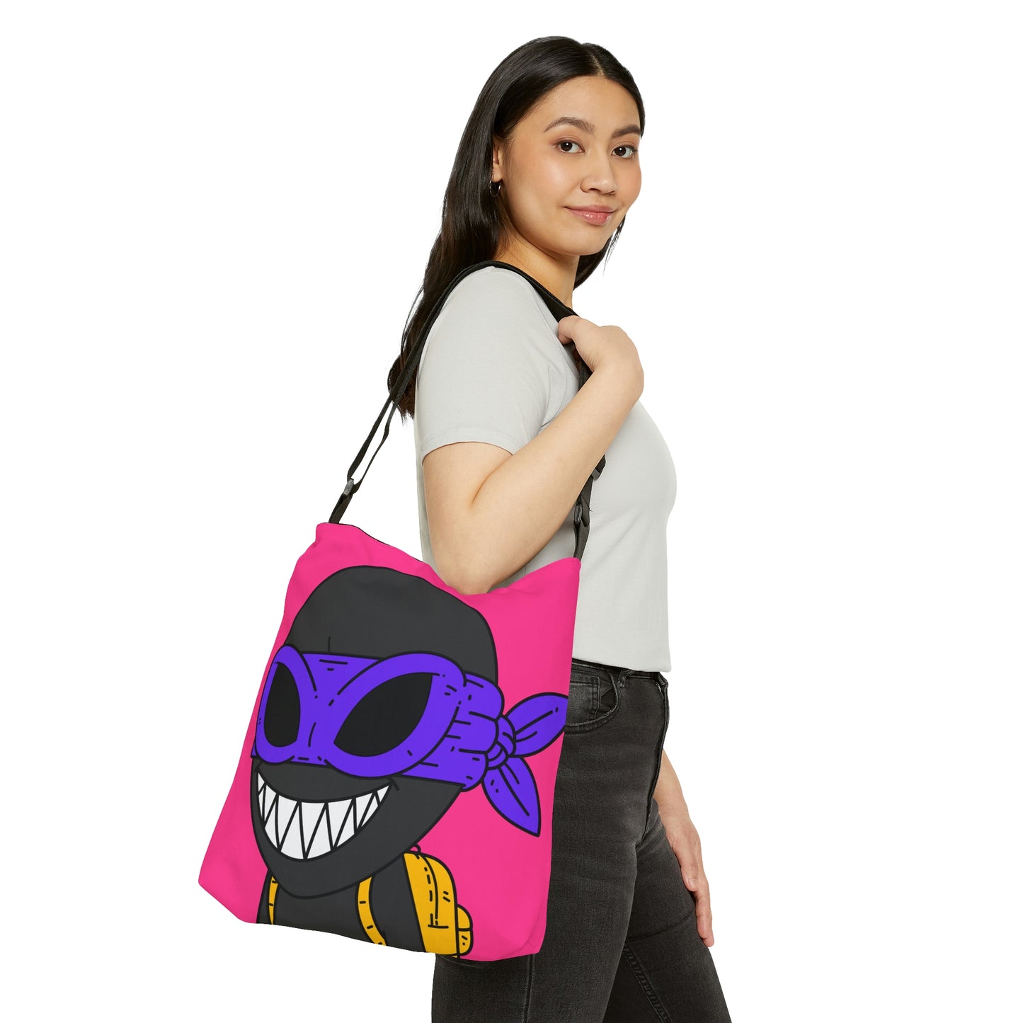 Dark Ninja Warrior Alien Visitor Adjustable Tote Bag (AOP)