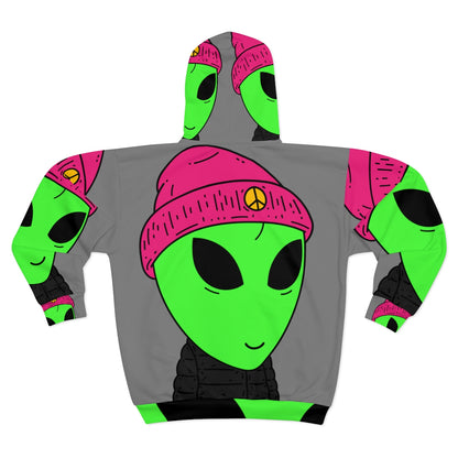 Galactic Being Green Species Space AOP Unisex Zip Hoodie