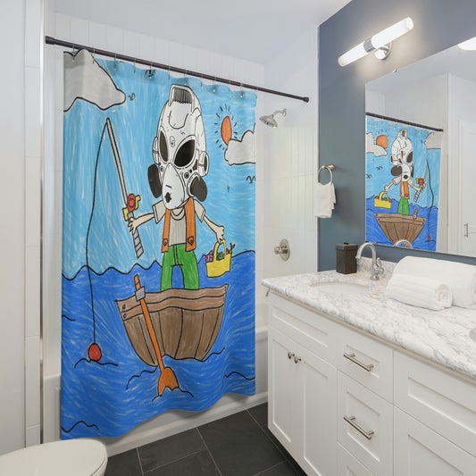 Fisher Fishing Fish Boat Bot Alien LOL Visitor Shower Curtains