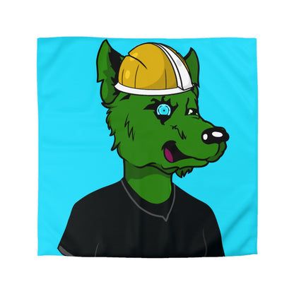 Cyborg Wolve Green Fur Black T Shirt Gold Miner Mining Mine Helmet Blue Bionic Eye Microfiber Duvet Cover