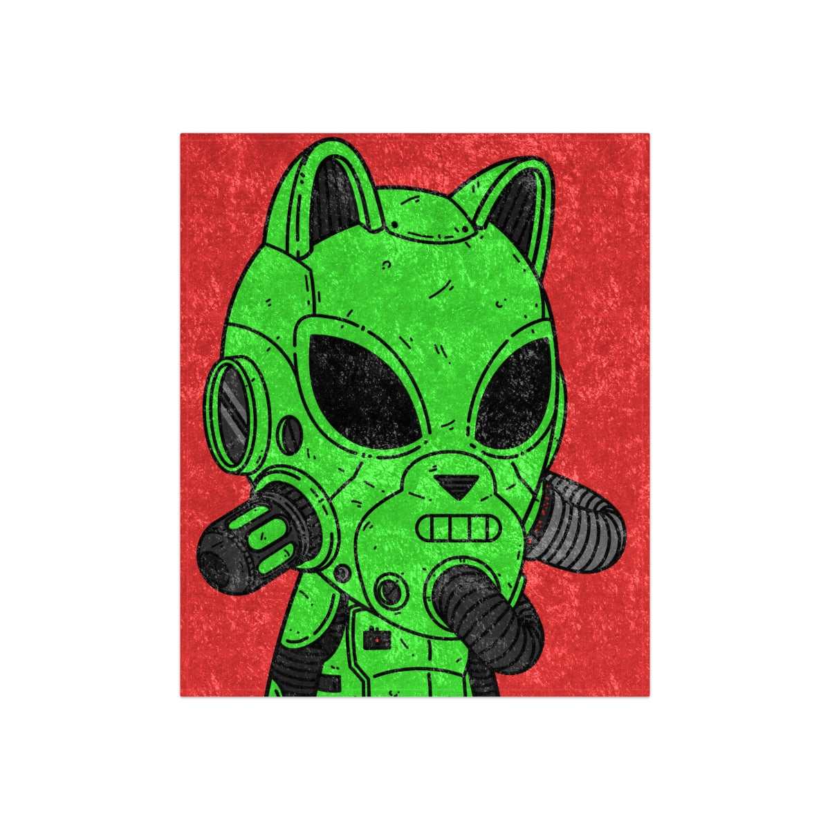 Cat Ears Armored Green Future Alien Cyborg Machine Visitor Crushed Velvet Blanket - Visitor751