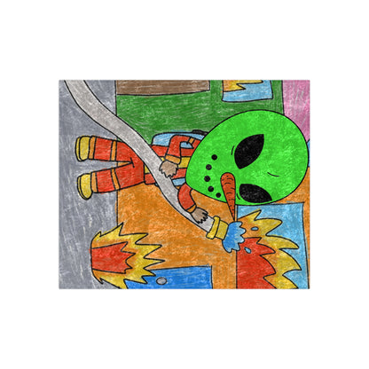 Fire Fighter Alien Veggie Visi Vegetable Visitor Crushed Velvet Blanket