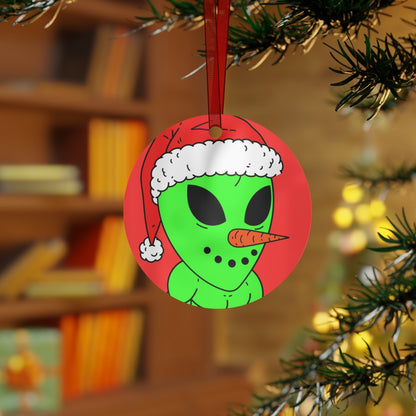 Santa Hat Alien Veggie Visi Vegetable Christmas Visitor Metal Ornaments
