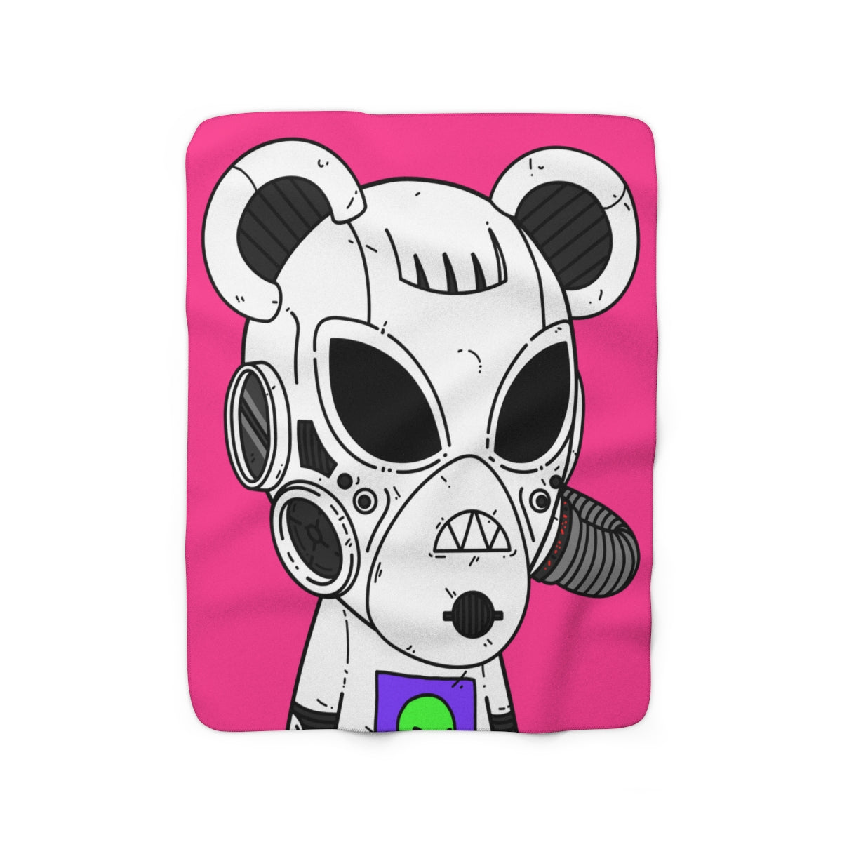 Armored White Mouse Ears Future Alien Cyborg Machine Visitor Sherpa Fleece Blanket