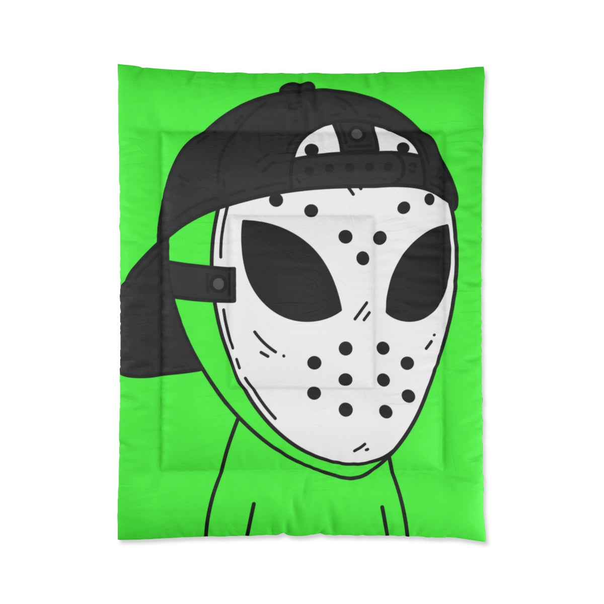 Hockey White Mask Green Alien Visitor Bed Comforter