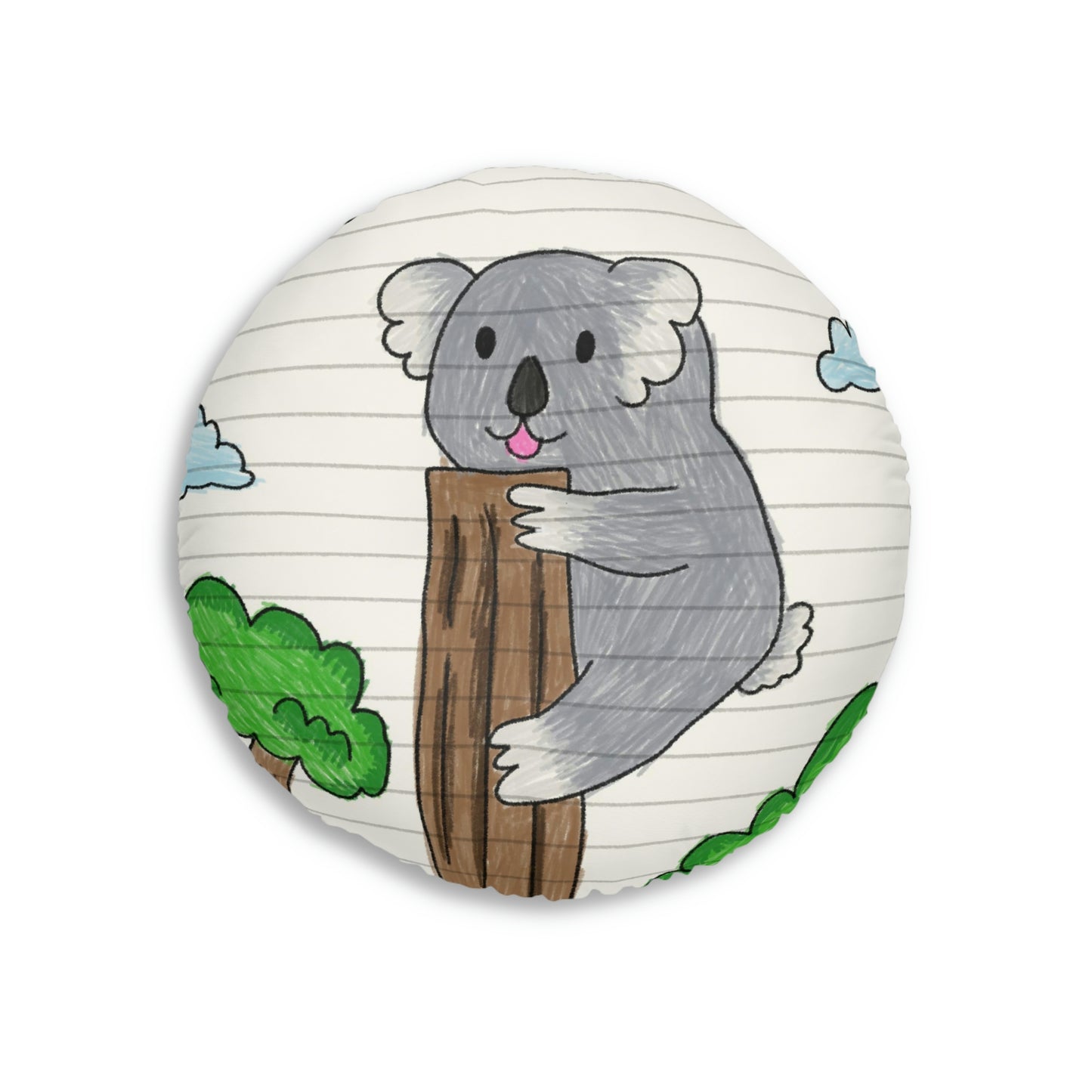 Koala Bear Animal Tree Climber Tufted Floor Pillow, Round