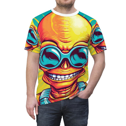 Alien Pop Culture Bright Body Designer Unisex Cut & Sew Tee (AOP)