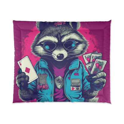 Raccoon Poker Card Player Furry Champion Comforter