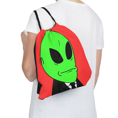 Green Hair Alien Business Black Suit Large Okay Mouth Visitor Outdoor Drawstring Bag