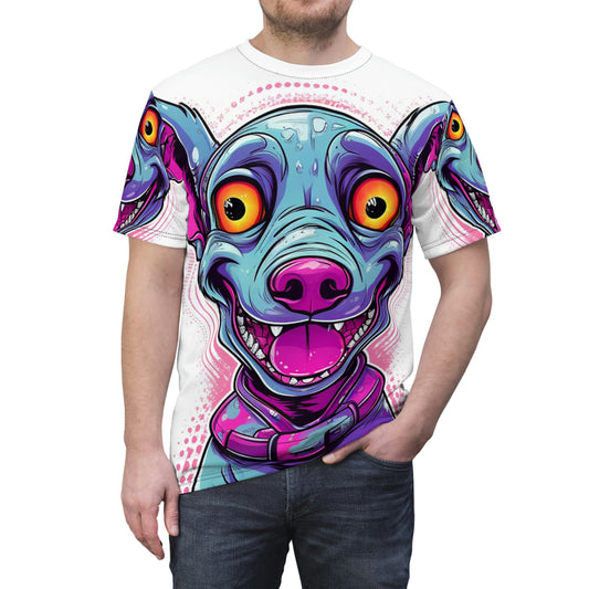 Dog Alien Retro Cartoon Style Unisex Cut & Sew Tee (AOP)