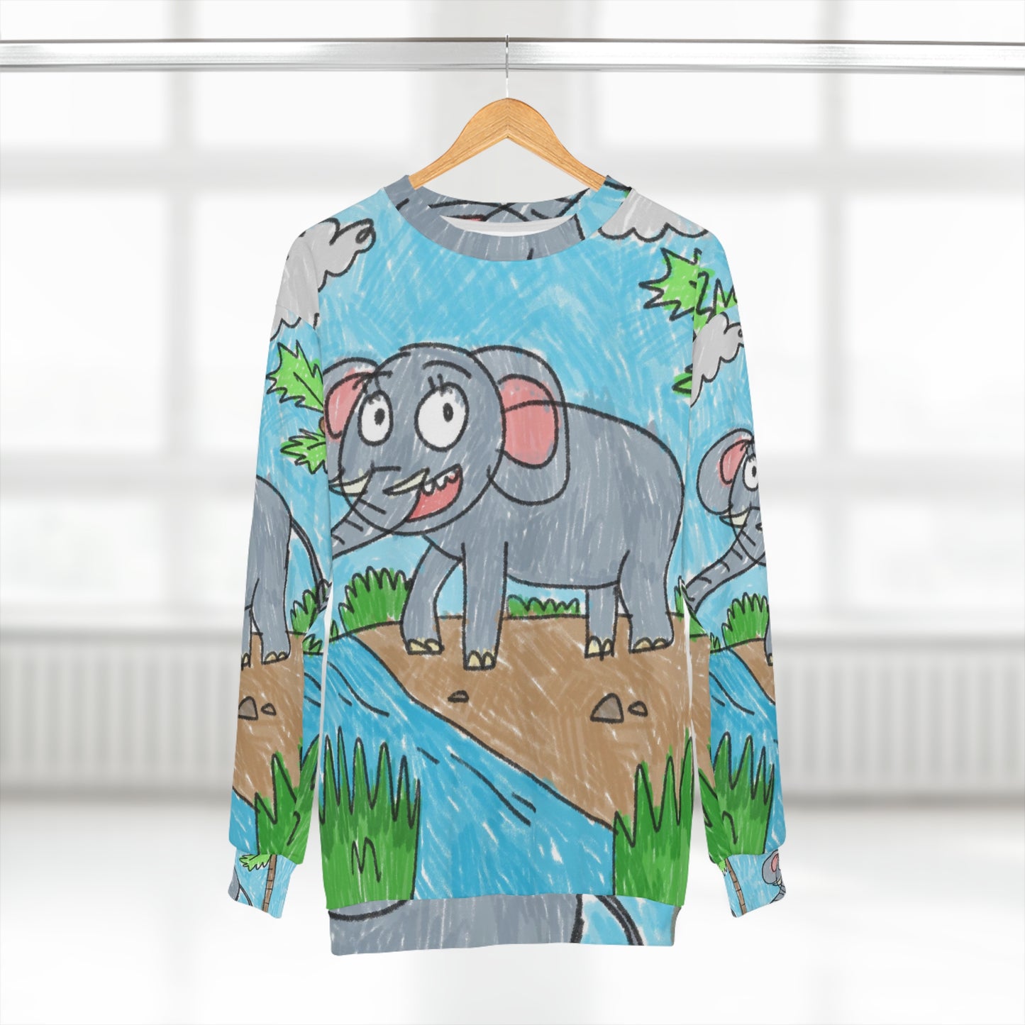 Elefante Elephant King Safari Animal AOP Unisex Sweatshirt
