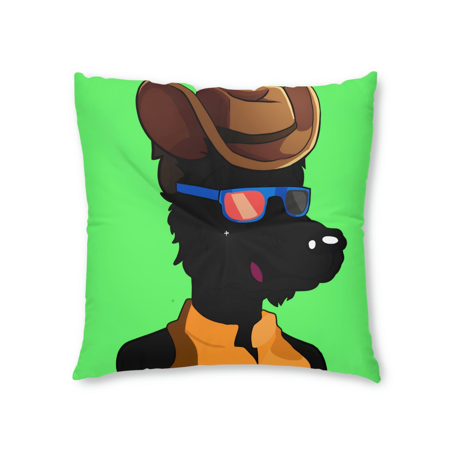 Cowgirl Wolf Cyborg Wolve Tufted Floor Pillow, Square