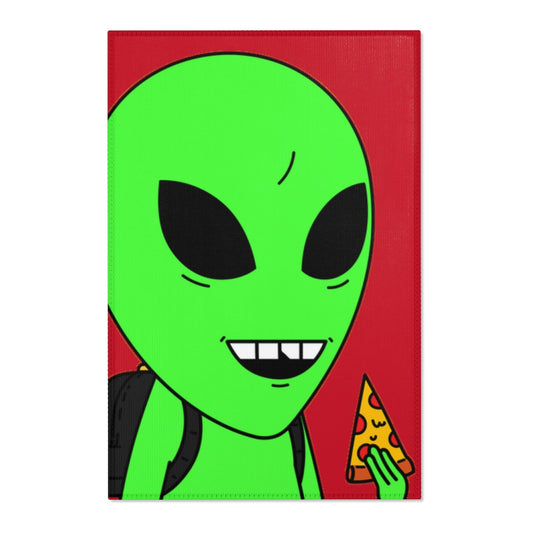 The Visitor Eating Pizza Backpack Chipped Tooth Green Alien Area Rugs - Visitor751