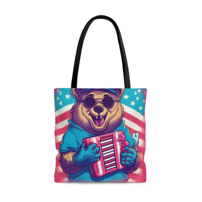 Accordion Musical Bear USA American Style Animal Tote Bag (AOP)