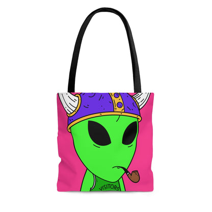 Green Visi Jersey Purple Viking Helmet Pipe Alien Visitor AOP Tote Bag