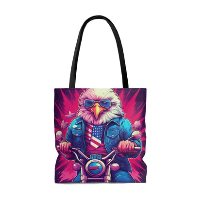 American Bald Eagle Riding Motercycle USA Gang Style Tote Bag (AOP)