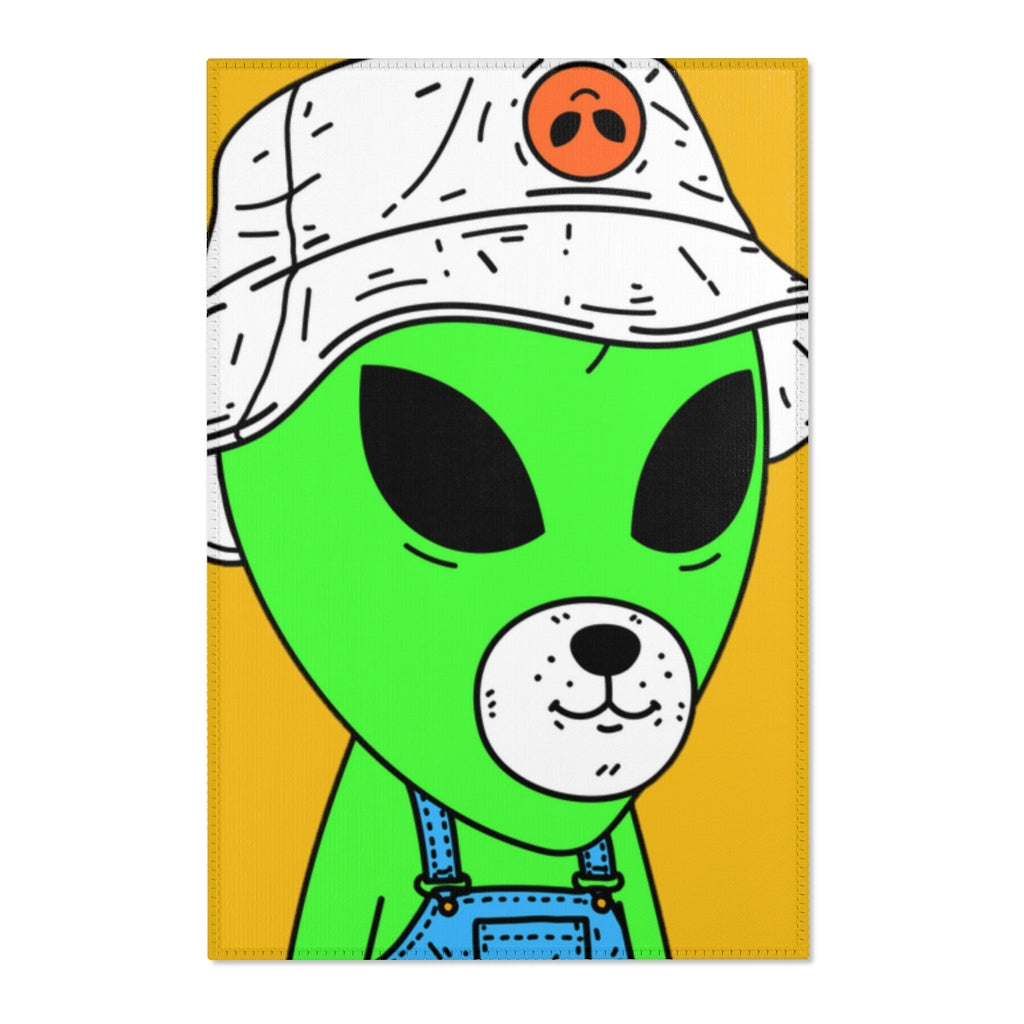 Green Dog Face Visitor Alien Hat Farmer Trousers Area Rugs - Visitor751