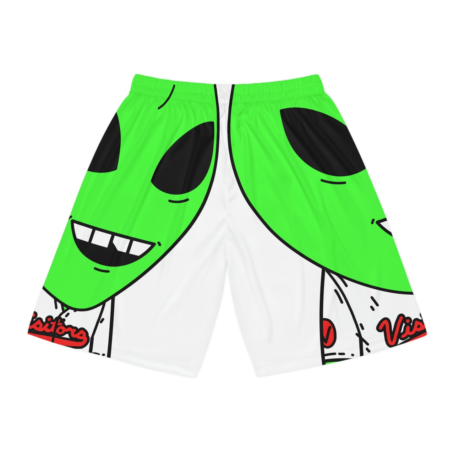 Alien Green Sporty Basketball Shorts (AOP)