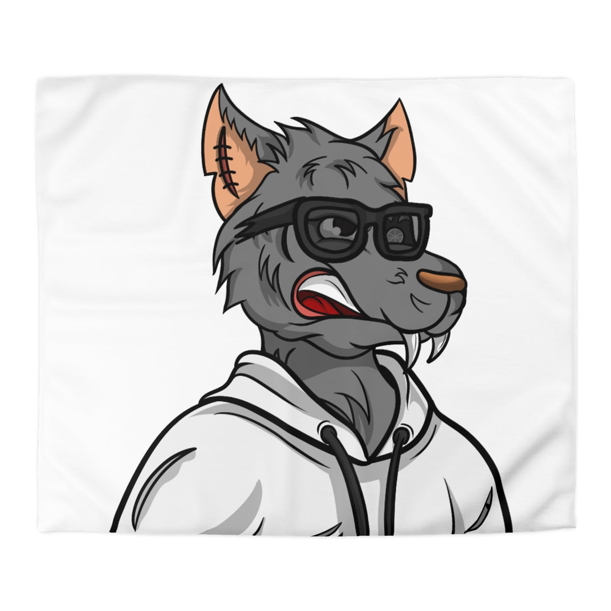 Cyborg Wolf Black Shades Sudadera blanca con capucha Funda nórdica de microfibra