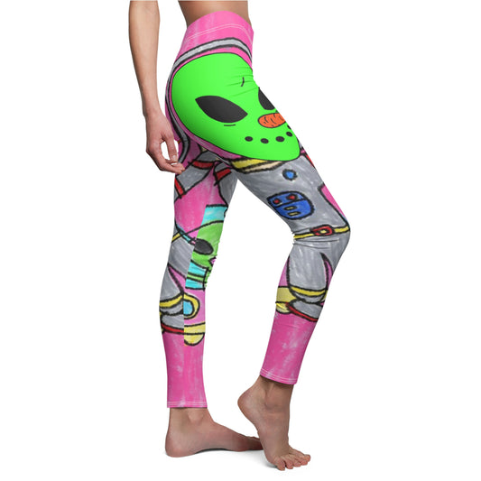 Veggie Visi Alien Vegetal Visitante UFO Leggings casuales de corte y costura para mujer 