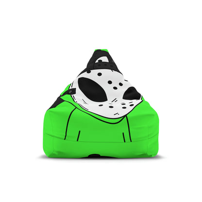 White Hockey Mask Green Alien Visitor Hockey Bean Bag Chair Cover