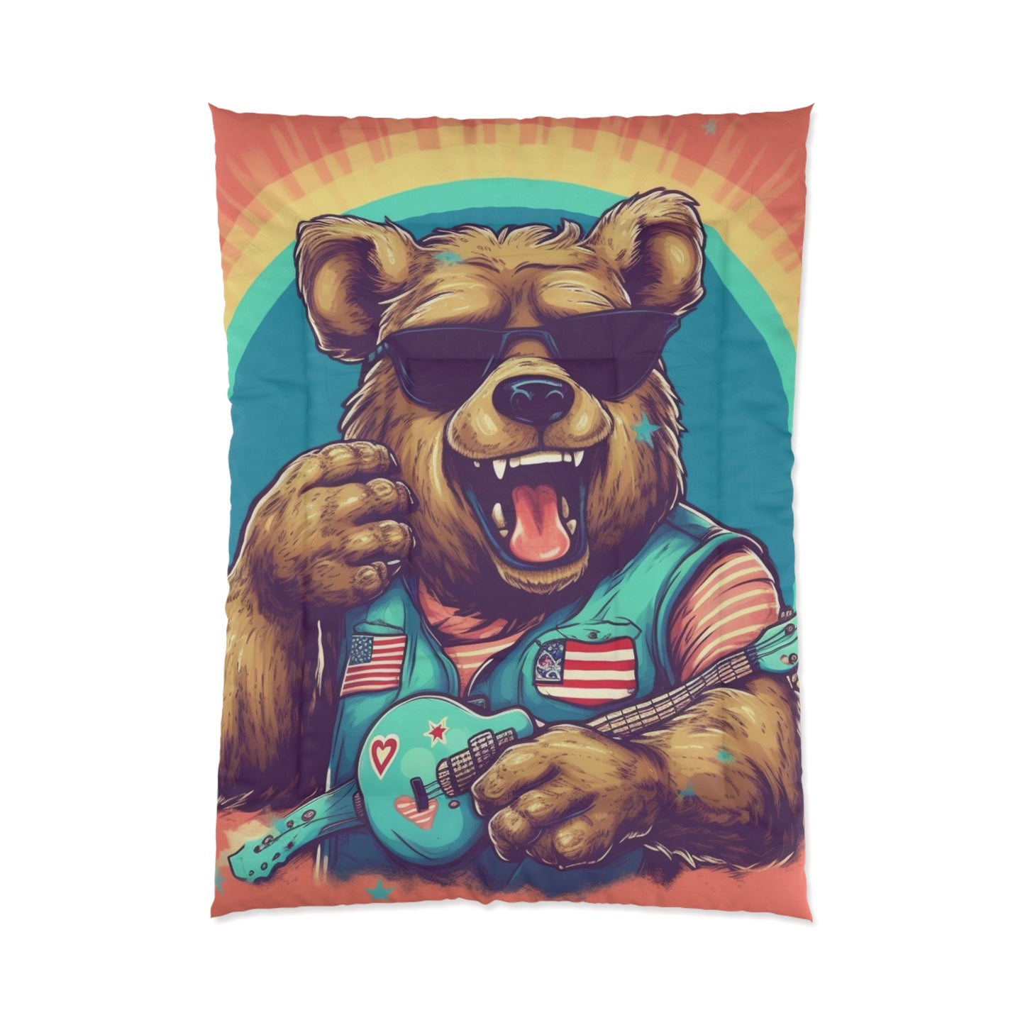 Mandolin Ukulele Guitar Instrument Furry USA Bear Animal Comforter