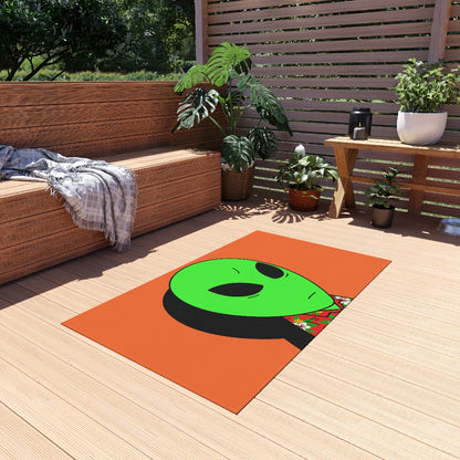 Hawaiian Shirt Green Alien Visitor Shadow Outdoor Rug