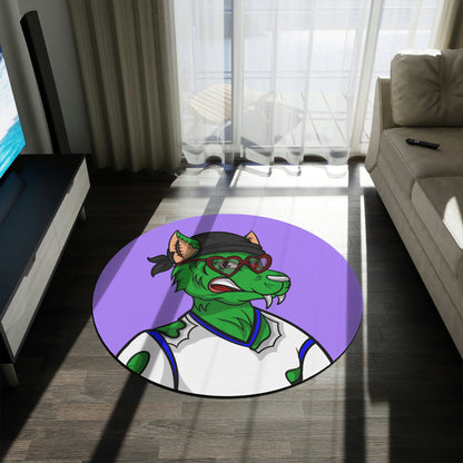 Werewolve Cyborg Green Wolf Valentine Heart Round Rug