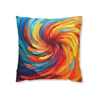 Vibrant Swirling Abstract Art - Unique and Colorful Spun Polyester Square Pillow Case