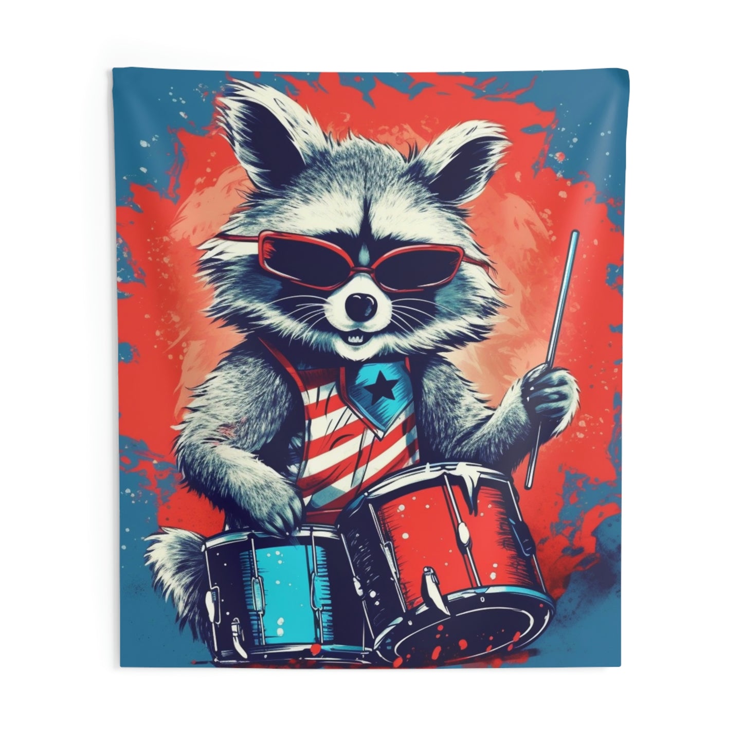 Raccoon Patriotic Rock Star USA Classic Style Indoor Wall Tapestries