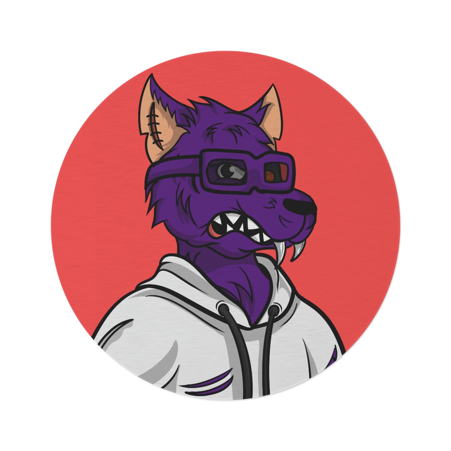 Wolf Cyborg Werewolf Classy Purple Fur White Hoodie Sweatshirt Round Rug