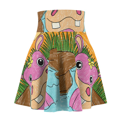 Hippo Hippopotamus Animal Creature Graphic Women's Skater Skirt