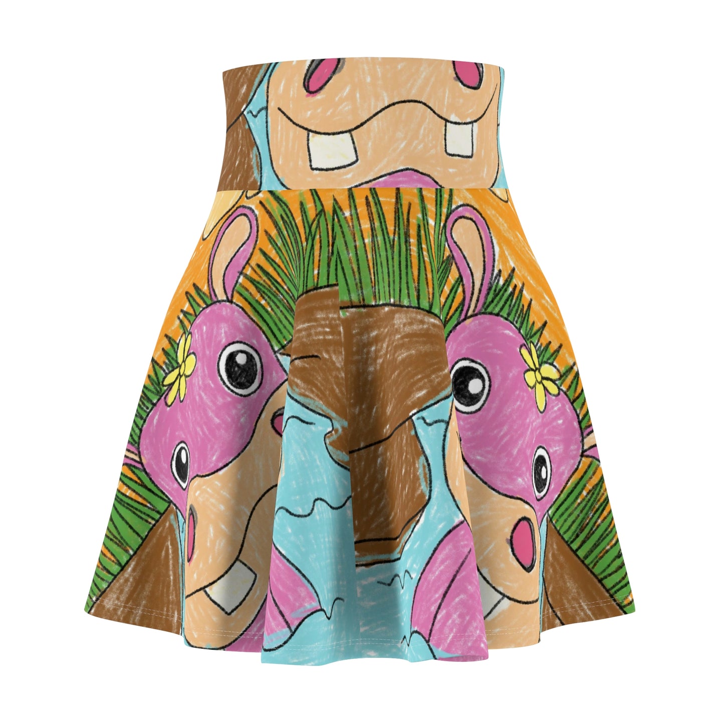 Hippo Hippopotamus Animal Creature Graphic Women's Skater Skirt