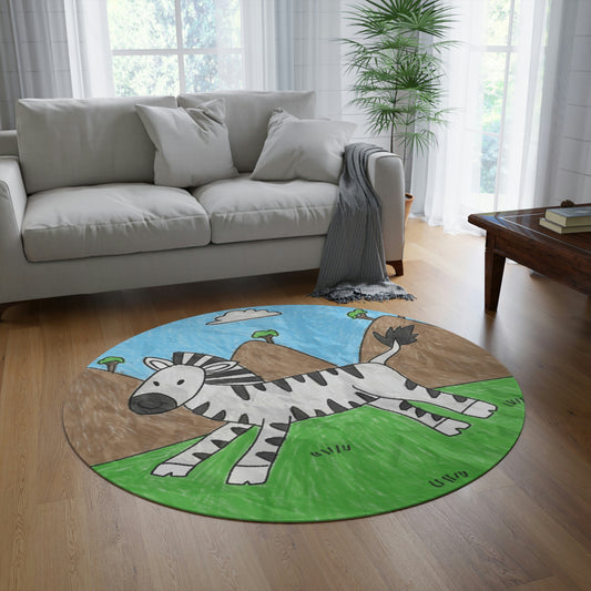 Zebra Graphic Hipster Zebra Animal Round Rug