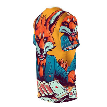 Fox Poker Animal Star Player Game Graphic Unisex Cut & Sew Tee (AOP)