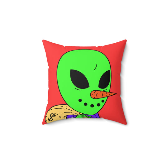 Money Bank Bag Snowman Green Visitor Alien Spun Polyester Square Pillow