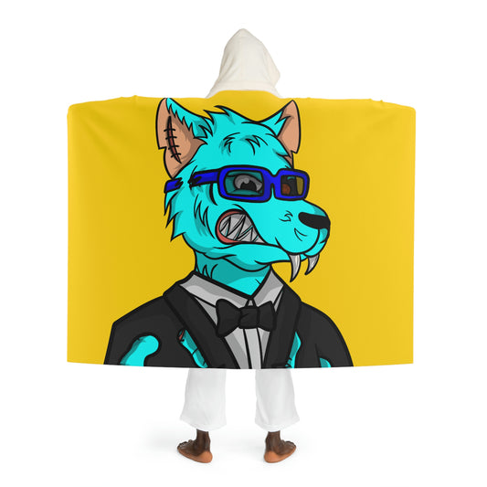 Animal Wolve Werewolf Fancy Aqua Fur Cyborg Hooded Sherpa Fleece Blanket