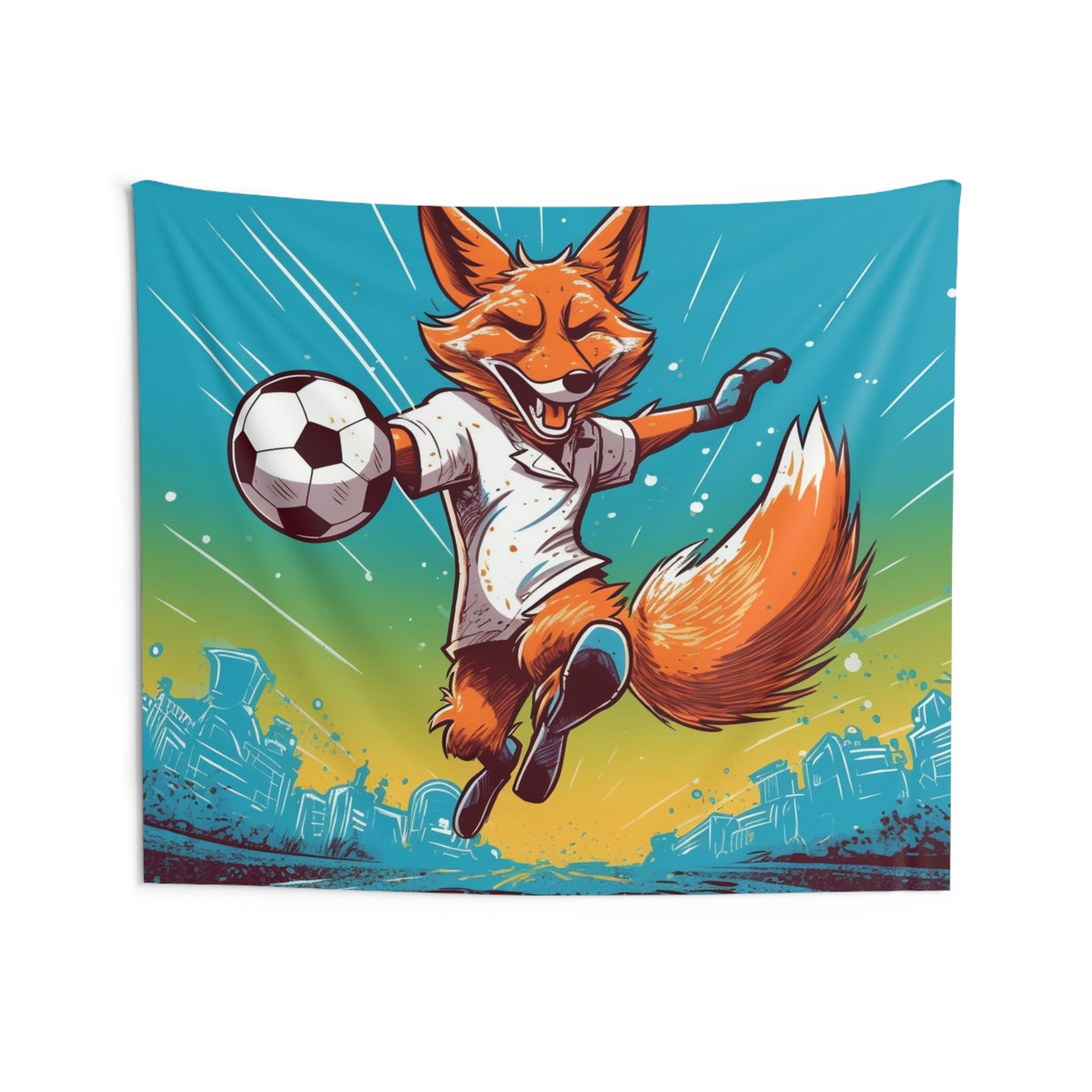 Fox Soccer Athletic Sport Anime Graphic Indoor Wall Tapestries