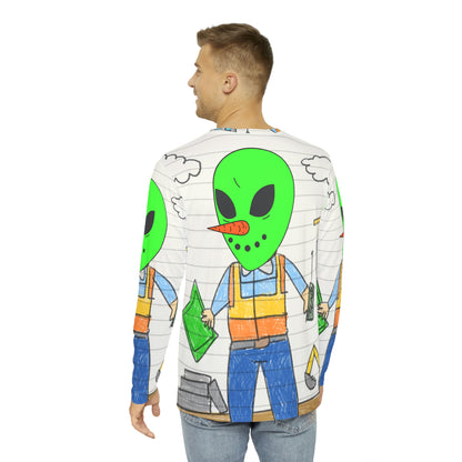 Construction Builder Building Alien Veggie Visi Vegetable Visitor Men's Long Sleeve AOP Shirt