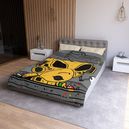 Trashcan Art Egg Armored Yellow Future Alien Cyborg Machine Visitor Microfiber Duvet Cover