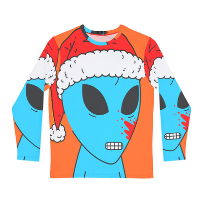 Santa Hat Alien Christmas Season Blue Blood Visitor Men's Long Sleeve AOP Shirt