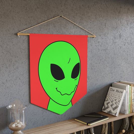 Green Smile Alien Visitor Pennant